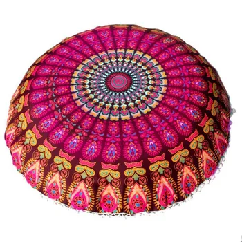 Наволочка с круглым рисунком 43 см, богемное полиэфирное волокно, Чехол для подушки с рисунком Индийской Мандалы, чехол для напольных подушек