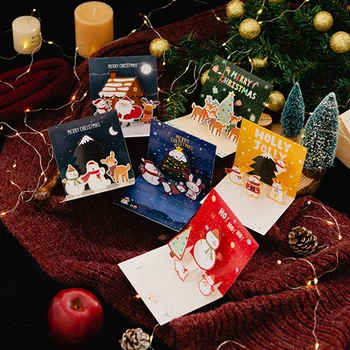 3D Рождественские открытки Санта Складывает поздравительные открытки с Рождеством Христовым Рождественский подарок на Новый год Поздравительная открытка Благодарственные открытки Decorat