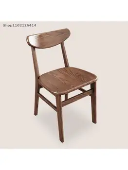 Обеденный стул из массива ясеня со спинкой в скандинавском стиле, стул для домашнего отдыха, современный минималистичный обеденный стул для ресторана