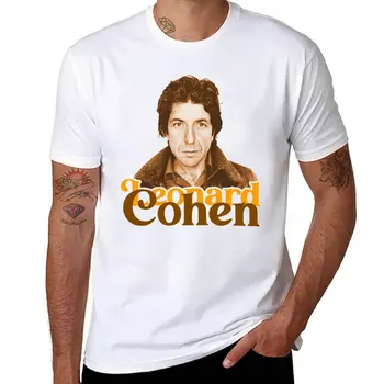 Новый Леонард Коэн // Футболка с портретом фаната в стиле ретро Сепия, летняя одежда, футболки оверсайз, футболки для мужчин