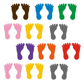 12 пар детских ковриков с наклейками на ноги, наклейки на пол, наклейки на ноги из ПВХ, наклейки на пол в детском саду (разноцветные)