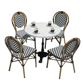 Французские комплекты садовой мебели в стиле Ретро, открытый Балкон, ротанговый стул, ресторан, отель, стол для отдыха, стулья