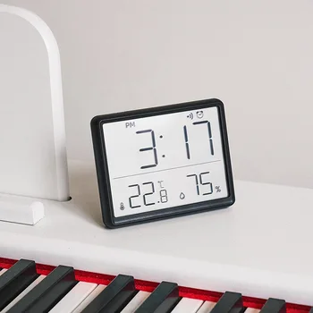 Тонкие электронные часы, многофункциональные электронные часы с температурой и влажностью, цифровые настенные ЖК-часы-будильник Disply