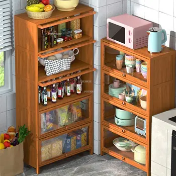 Современные домашние Кухонные шкафы из массива дерева, Кухонная мебель, Многослойный шкаф из ротанга, Простой винный шкаф для хранения на стене в гостиной