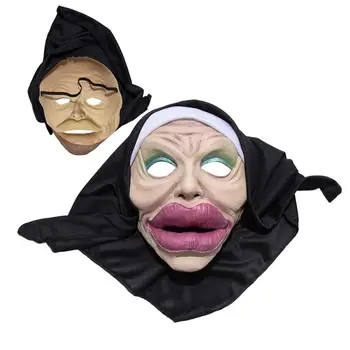 Страшная Маска Для Лица Halloween Nun Halloween Party Town Nun Face Cover С Платком 20 * 31 см / 7,9 * 12 дюймов Horror Scary Full Head
