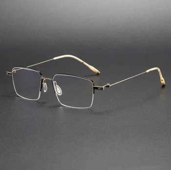 Сверхлегкая Титановая оправа для очков с половинной оправой, Винтажные Мужские Оптические очки, Рецептурные ретро-очки, Женские очки для очков