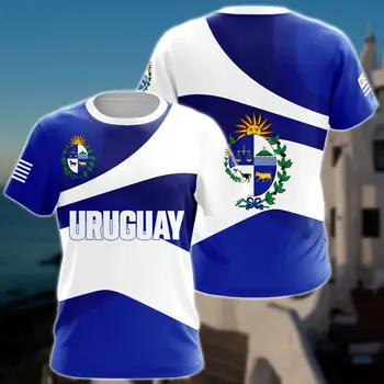 Футболка с изображением флага и герба Уругвая, Летний повседневный пуловер, мужские модные свободные футболки, топы с короткими рукавами для мальчиков оверсайз