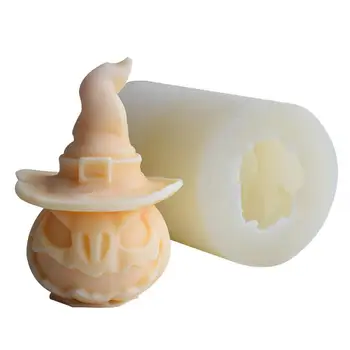 Форма для тыквы на Хэллоуин со шляпой ведьмы, Многоцелевые силиконовые эпоксидные формы для поделок, украшения для изготовления свечей, Подарки на Хэллоуин