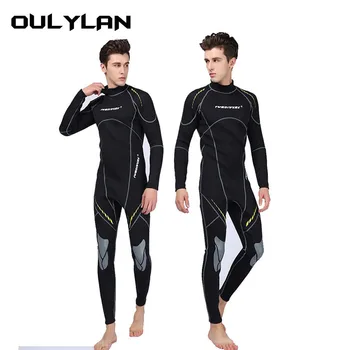 Неопреновый гидрокостюм Oulylan, мужской гидрокостюм для подводного плавания, 3 мм, зимние теплые гидрокостюмы, полный костюм для плавания, серфинга, каякинга.