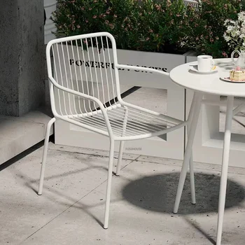 Современный минималистичный уличный стул Стол и стул из кованого железа Набор мебели для патио Для отдыха на балконе Складываемый стол и стул U