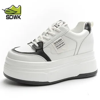 SDWK/ Кроссовки на толстой подошве 9 см, Женская обувь на платформе в стиле ретро, Повседневная Удобная Дышащая Увеличенная Белая Обувь Femme Zapatos