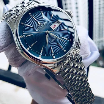 Роскошные мужские часы Reef Tiger / RT, браслет из нержавеющей стали, синий циферблат, автоматические наручные часы RGA8232