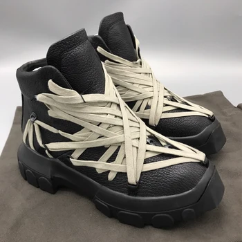 Мужские кожаные ботинки Rick, оригинальные женские ботинки на шнурках, мужские кроссовки в стиле хип-хоп, Уличная мужская спортивная обувь Owens Sneaker