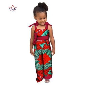Sunmmer/Одежда в африканском стиле для детей, Дашики для девочек, Традиционный хлопковый комбинезон с африканским принтом в стиле Анкара, одежда для девочек BRW WYt165