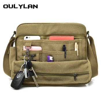 Мужская холщовая сумка-мессенджер Oulylan, винтажные водонепроницаемые вощеные сумки через плечо, портфель, мягкая сумка через плечо для мужской сумки