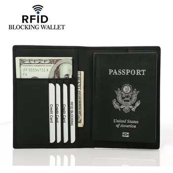 Паспортная книжка из воловьей кожи первого слоя, Новый RFID-зажим для паспорта из воловьей кожи, Бумажник, Кожаная сумка для паспорта, защитный чехол