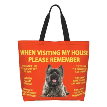 Изготовленные на заказ холщовые хозяйственные сумки для Керн-терьеров, женские сумки для переработки продуктов большой емкости, сумки для покупок для шотландских хайленд-собак
