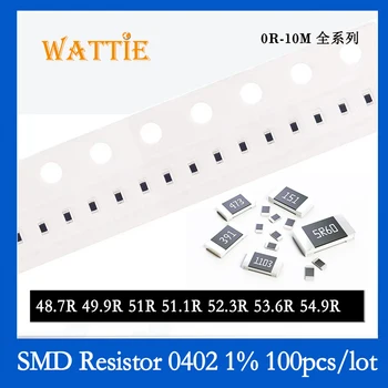 SMD резистор 0402 1% 48.7R 49.9R 51R 51.1R 52.3R 53.6R 54.9R 100 шт./лот микросхемные резисторы 1/16 Вт 1.0 мм * 0.5 мм