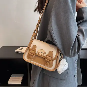 Винтажная сумка-мессенджер Милая женская сумка с мультяшным медведем Kawaii из искусственной кожи, водонепроницаемая сумка-мессенджер, сумка для хранения, кошелек