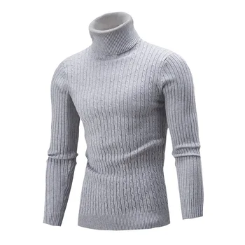 Осенне-зимний мужской свитер, новый мужской трикотаж с длинным рукавом, модный мужской повседневный топ с высоким воротником, мужской