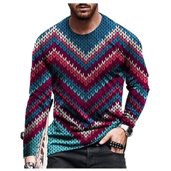 Красочный топ с 3D принтом в стиле хип-хоп, пуловер с круглым вырезом и длинным рукавом, персонализированная мужская модная повседневная футболка