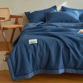 100% Хлопковое Стеганое Одеяло для лета colcha de cama casal Blue Пуховое одеяло 150x200 в Скандинавском стиле, Покрывало размера Queen Size (наволочку нужно заказать)