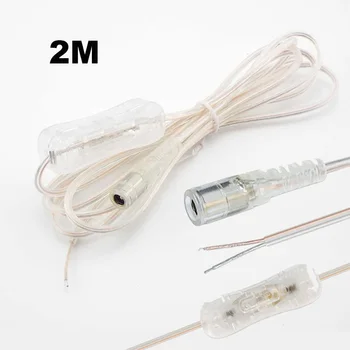 2 М Линейный Кабель постоянного тока 12 В от Мужчины к Женщине Шнур Питания для 304 Светодиодных Ламп, Кнопка включения-Выключения 5,5x2,1 мм Разъем
