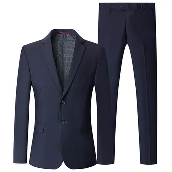 Весенне-осенний модный повседневный мужской костюм 6XL, официальная профессиональная деловая рабочая куртка / брюки, комплекты из двух предметов
