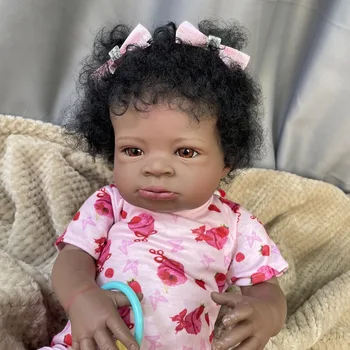 20-дюймовая афроамериканская кукла-близнецы Romy Black Skin Reborn Baby, новорожденный с отросшими волосами, игрушка ручной работы в подарок для девочек