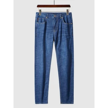 Достаньте из шкафа эластичные дышащие джинсы, мужские летние повседневные Универсальные мужские брюки-карандаш со средней талией, тонкие 1e067