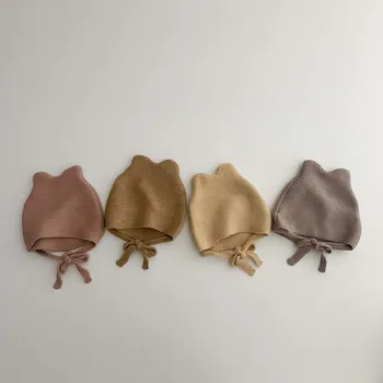 Корейская осенняя детская шапочка, милая шапочка для защиты ушей новорожденного для мальчиков и девочек, вязаные шапочки, детская шапочка, мягкая шапочка-капор