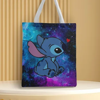 На заказ Disney Lilo & Stitch Для мужчин и женщин, Холщовые сумки-тоут Через плечо, сумка для покупок, сумка для путешествий, Подарочная сумка для вечеринки
