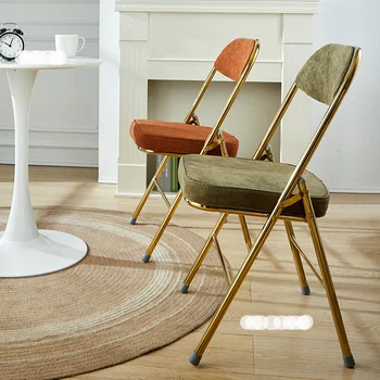 Обеденные стулья из вельвета в стиле ретро для кухонной мебели, стул со спинкой, креативный складной стул для столовой в стиле неоклассицизма
