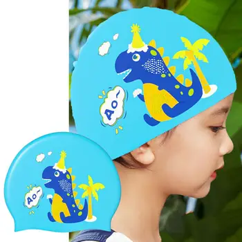 Защита ушей для водных видов спорта, силиконовая водонепроницаемая шапочка для плавания для мальчиков и девочек, шапочки для плавания с мультяшным рисунком, сохраняющие волосы сухими, защищают