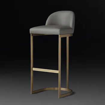 Скандинавские барные стулья, бытовая легкая роскошь, современные барные стулья, барные стулья из золотистого железа, простая спинка, табуреты с высокими ножками