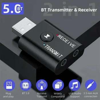 1 Шт Черный TR6 BT-compatib 5.0 Передатчик Приемник Передатчик 2 В 1 Беспроводной Аудио 3,5 мм USB Aux Адаптер 42*25*11 мм