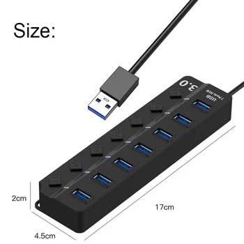 7 Портов USB-концентратора 3 0 Высокоскоростной мульти USB-разветвитель адаптер OTG для ПК Xiaomi Lenovo Компьютерные Аксессуары 30/120 см