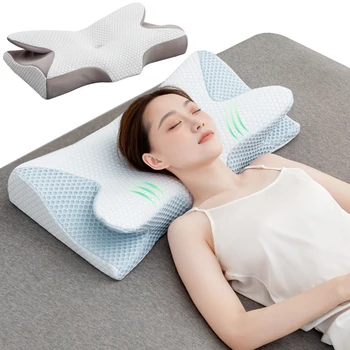 Ортопедическая подушка для сна с эффектом памяти, медленный отскок шейных позвонков в форме бабочки, подушки для спины и боковых спящих