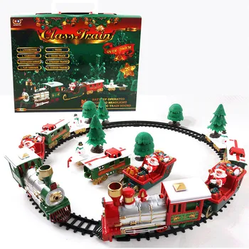 Огни и звуки Рождественский поезд, набор железнодорожных путей, игрушки, Рождественский поезд, подарочные игрушки для детей, игрушки для вечеринки по случаю дня рождения, Рождественские подарки