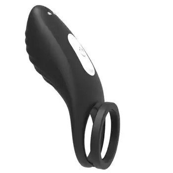 Силиконовое Вибрирующее Двойное кольцо для пениса Секс-игрушка для мужчин или пар Черный
