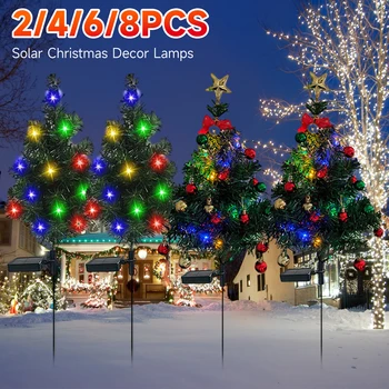 Светильники для декора Рождественской елки на солнечной батарее, уличная водонепроницаемая светодиодная лампа для газона, для сада, патио, для пейзажа крыльца, подарок на Новогоднюю вечеринку