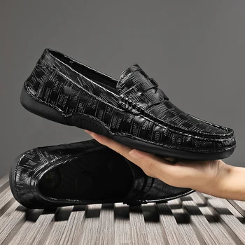 Высококачественная Кожаная Мужская Повседневная Обувь Модного Итальянского бренда, Дышащие Легкие Лоферы, Нескользящие Слипоны, Мужская Обувь Для вождения
