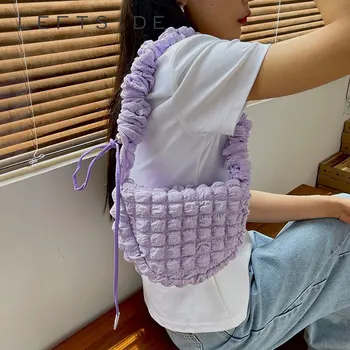 Слева Милая Маленькая повседневная сумка через плечо с подкладкой подмышками для женщин 2023 Y2K Корейская модная плиссированная сумка Модные сумки через плечо