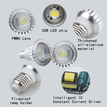 Лампада Высокой мощности Led MR16 E27 E12 E14 GU10 COB 5W Led Cob Spotlight Теплый Холодный Белый MR16 12V Лампа GU 5.3 110V 220V