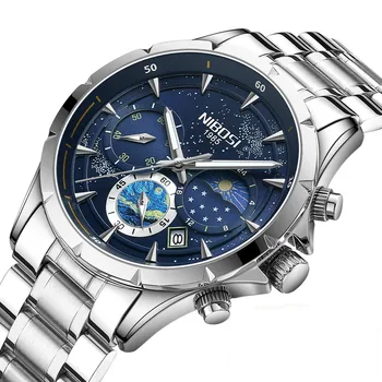 Модные мужские часы NIBOSI, лидирующий бренд, роскошные наручные часы, кварцевые Часы, Водонепроницаемые Часы с хронографом, мужские Relogio Masculino