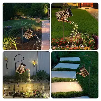 Садовый декор на солнечных батареях, лейка, чайник, фонари со светодиодными гирляндами, Автоматическая зарядка, высокая водонепроницаемость для потрясающего